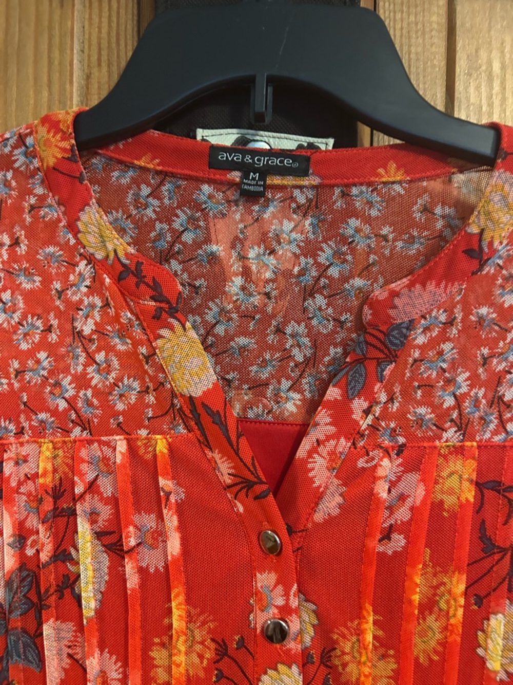 Ava & Grace Red Floral Long-Sleeve Blouse View 3